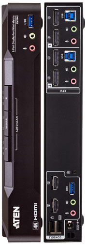 ATEN 2-Port 4K DisplayPort Dual Display Mini-Matrix Boundless KVM Switch
