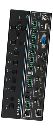 SY Electronics 18G 5x1 Multi Format  Presentation Switcher with full Up/Down Scaler