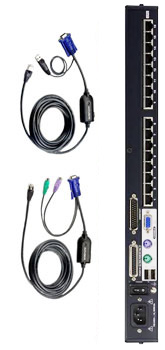 Aten 16 Port Cat 5 High Density Switch Bundle includes 8 Cables - Access over the Internet