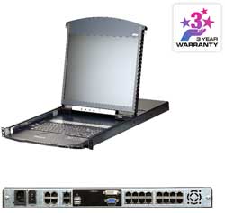 Altusen 16-Port Cat 5 Dual Rail LCD KVM over IP Switch 1 local / 1 remote user access 