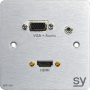 SY Electronics UK HDMI and VGA Single Gang Wall Input Plate Brushed Aluminium