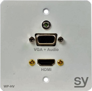 SY Electronics European HDMI and VGA Single Gang Wall Input Plate White