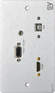 SY Electronics UK HDMI, VGA and USB-B Double Gang Wall Input Plate Brushed Aluminium