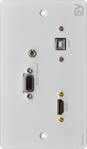 SY Electronics UK HDMI, VGA and USB-B Double Gang Wall Input Plate White