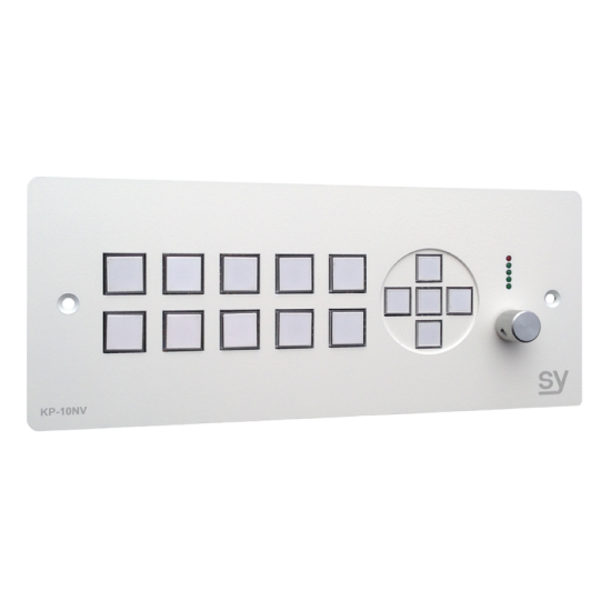 SY Electronics SY-KP10NVE-BW UK 3 Gang White 10 Button Keypad Controller with Ethernet, Navigation Keys & Rotary Volume Control