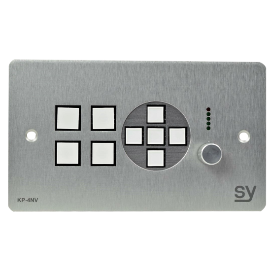SY Electronics SY-KP4NV-BA UK 2 Gang Brushed Aluminium 4 Button Keypad Controller with Navigation Keys & Rotary Volume Control