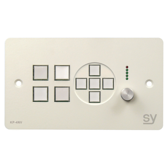 SY Electronics SY-KP4NVE-BW UK 2 Gang White 4 Button Keypad Controller with Ethernet, Navigation Keys & Rotary Volume Control