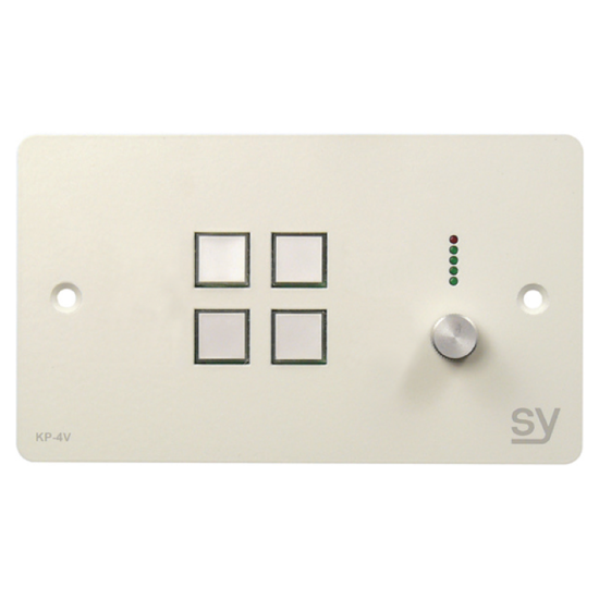 SY Electronics SY-KP4V-BW UK 2 Gang White 4 Button Keypad Controller with Rotary Volume Control