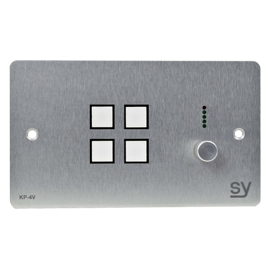 SY Electronics SY-KP4NVE-BA UK 2 Gang Brushed Aluminium 4 Button Keypad Controller with Ethernet, Navigation Keys & Rotary Volume Control