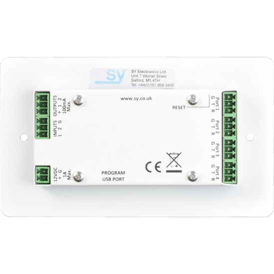 SY Electronics SY-KP6V-BW UK 2 Gang White 6 Button Keypad Controller with Rotary Volume Control