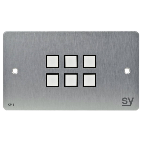 SY Electronics SY-KP6E-BA UK 2 Gang Brushed Aluminium 6 Button Keypad Controller with Ethernet