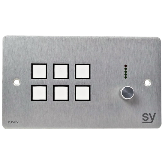 SY Electronics SY-KP6V-BA UK 2 Gang Brushed Aluminium 6 Button Keypad Controller with Rotary Volume Control