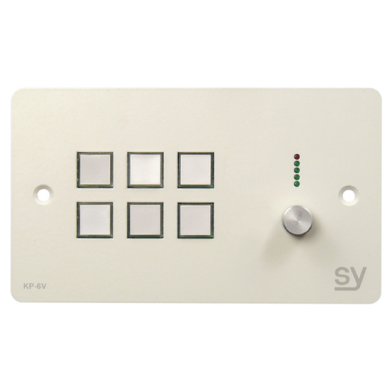 SY Electronics SY-KP6V-BW UK 2 Gang White 6 Button Keypad Controller with Rotary Volume Control