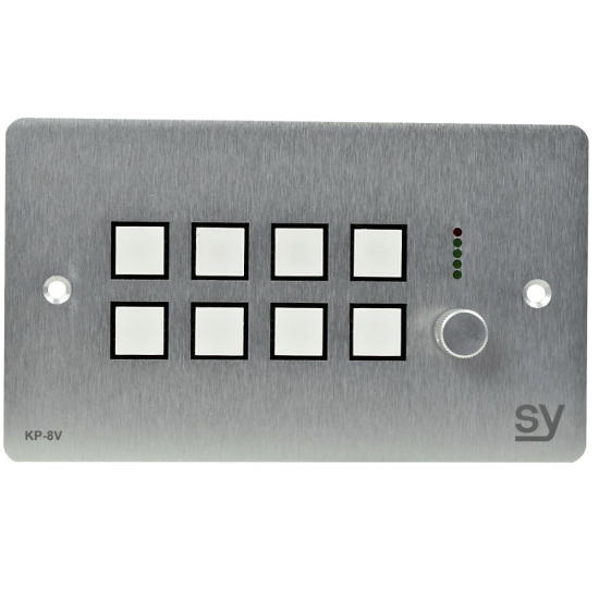 SY Electronics SY-KP8V-BA UK 2 Gang Brushed Aluminium 8 Button Keypad Controller with Rotary Volume Control
