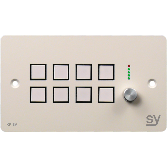 SY Electronics SY-KP8VE-BW UK 2 Gang White 8 Button Keypad Controller with Ethernet & Rotary Volume Control