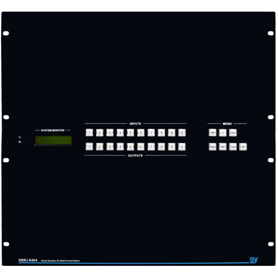 SY Electronics SY-MMU-6464 4K UHD 64x64 Modular Multi-Format Matrix Front Panel Control IR RS232