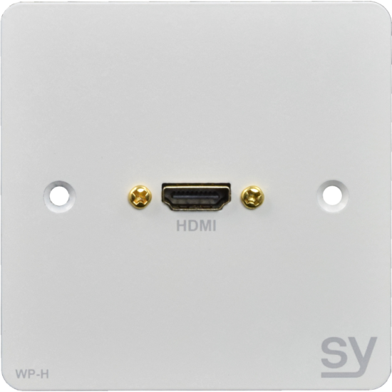 SY Electronics SY-WP-H-BW HDMI UK Single Gang Wall Input Plate in a White Finish