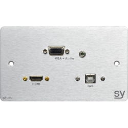 SY Electronics SY-WP-HVU-BA HDMI, VGA and USB UK Double Gang Wall Input Plate in a Brushed Aluminium Finish