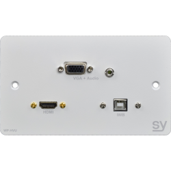 SY Electronics SY-WP-HVU-BW HDMI, VGA and USB UK Double Gang Wall Input Plate in a White Finish